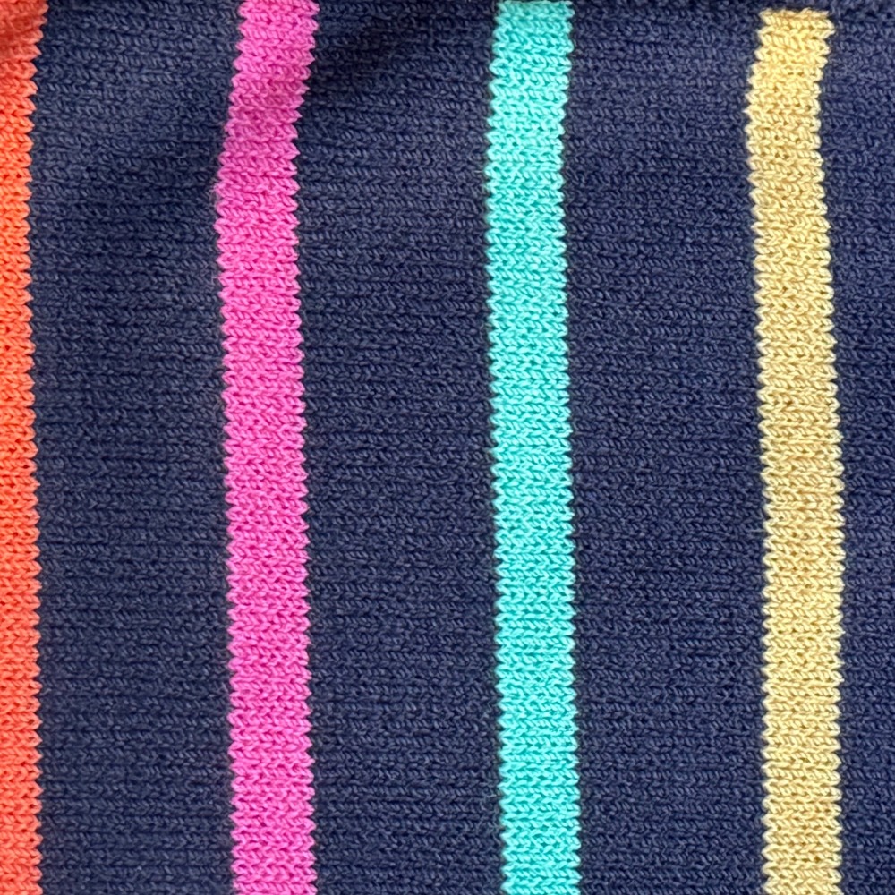 St. John Collection Cardigan Women S Navy Rainbow Stripe Vintage EUC Marie Gray - Picture 5 of 11